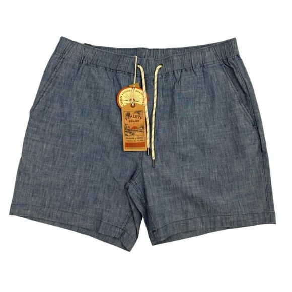 Faherty Essential Chambray Short 6.5" Drawstring Size XL indigo Dye NEW - Picture 1 of 14